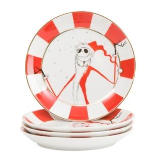 Disney | Nightmare Before Christmas 18K Gold Trim 4pc Ceramic Dessert Plates NWT